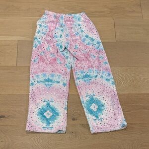 NWT iScream Girls Tie-Dye Plush Cozy Pants with Iridescent Stars - size 6-8